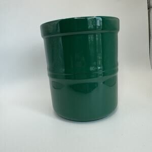 Le Gourmet Chef Utensil holder crock‎ 6” x 5 1/4 Green Stoneware